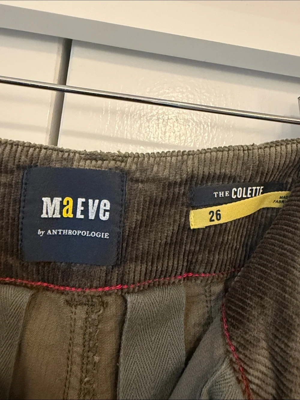 Anthropologie Maeve the Colette Wide-Leg Crop Corduroy Pants in Olive Green 26 - Picture 6 of 8